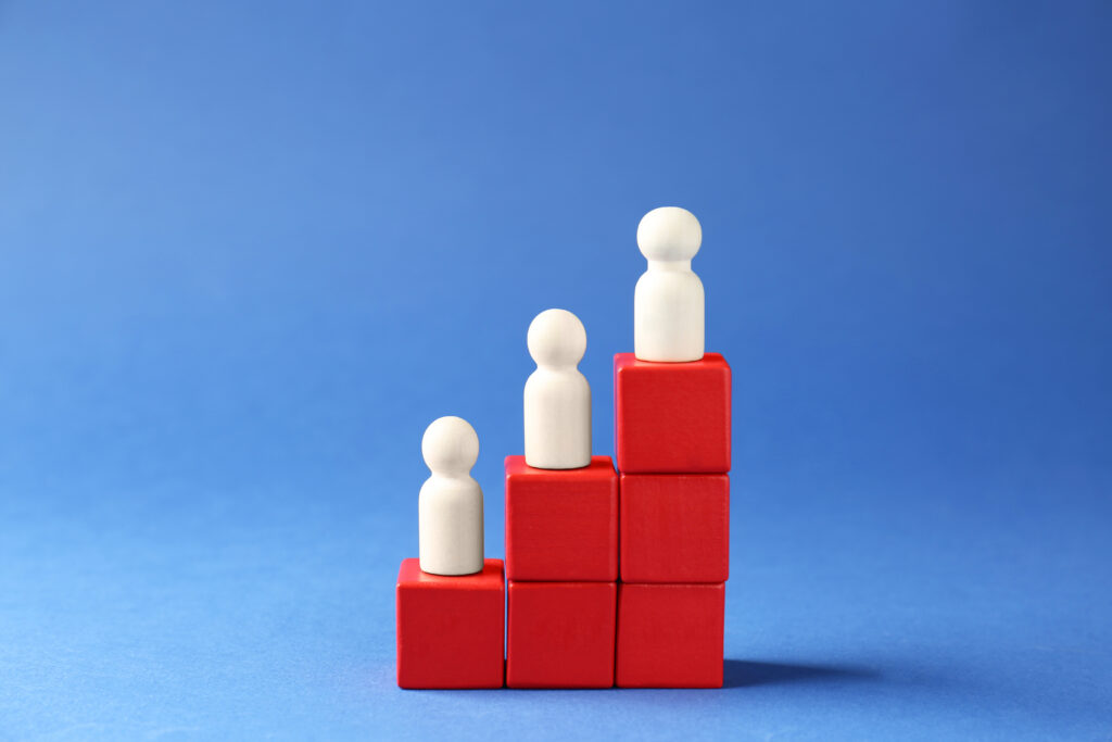Blocks representing tiered subscriptions in direct sales