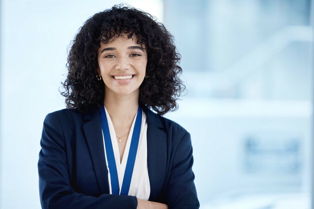 A smiling sales professional
